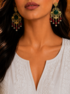 Premium Quality | Monalisa Stone | Dangler Earrings| Green Color |