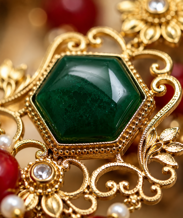 Premium Quality | Monalisa Stone | Dangler Earrings| Green Color |