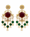 Premium Quality | Monalisa Stone | Dangler Earrings| Red Color |