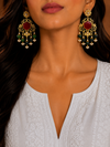 Premium Quality | Monalisa Stone | Dangler Earrings| Red Color |
