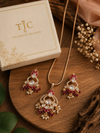 Premium Quality |Italian Meenakari | Moissanite Pendant Set | Red Color |
