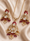 Premium Quality |Italian Meenakari | Moissanite Pendant Set | Red Color |