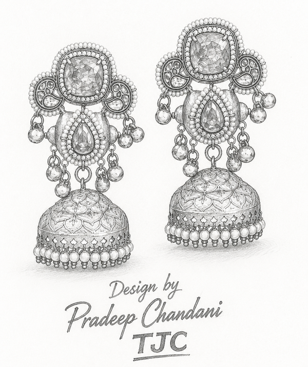 Premium Quality | Jhumki Earrings | Brass | Artificial Stone |