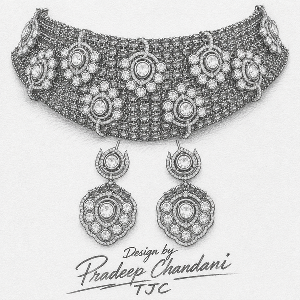 Premium Quality | Moissanite Detailing | Choker Set | Amethyst Color |
