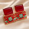 Premium Quality | Studs Earrings | Monalisa Stone | Red Color |