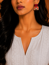 Premium Quality | Studs Earrings | Monalisa Stone | Red Color |