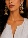 Premium Quality | Jhumki Earrings | White Pearls | Red Color |
