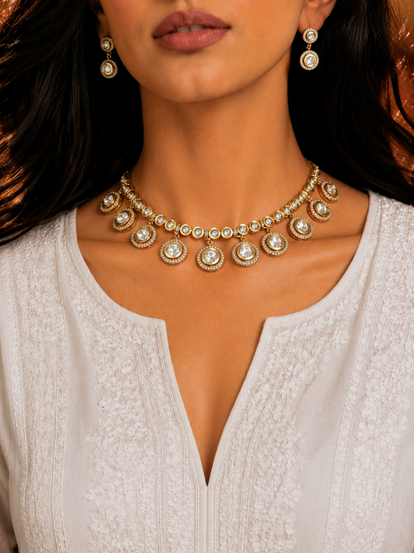 Premium Quality| Polki Choker Necklace | Elegant Jewelry |