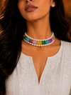 Premium Quality | Multi Color | Tumble Stone | Unisex Mala With Earrings |