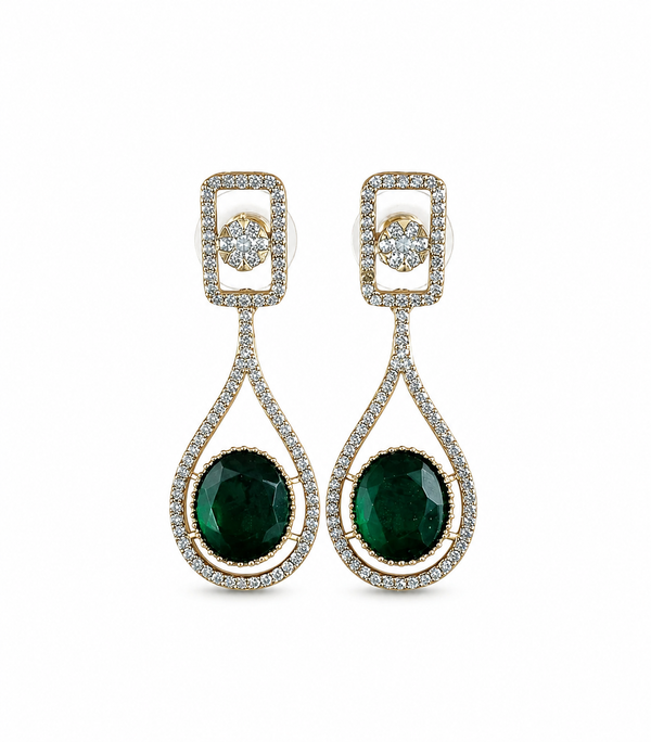 Premium Quality | Monalisa Stone | Earrings | Green Color |