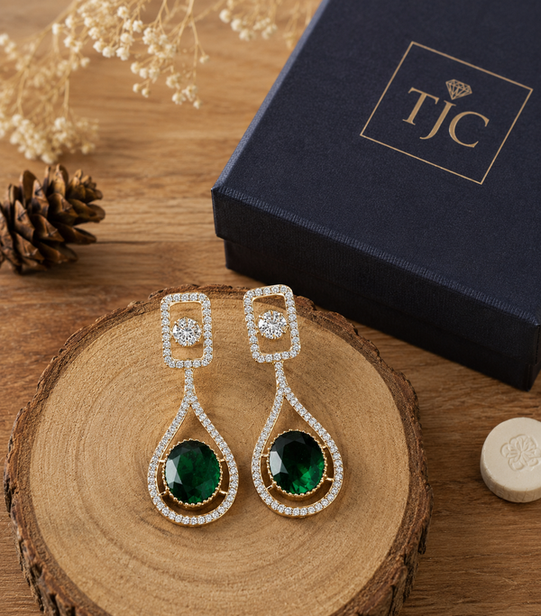Premium Quality | Monalisa Stone | Earrings | Green Color |