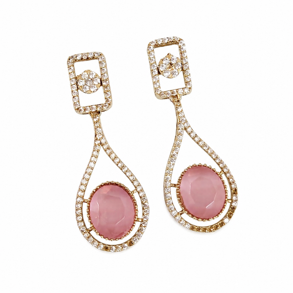 Premium Quality | Monalisa Stone | Earrings | Pink Color |