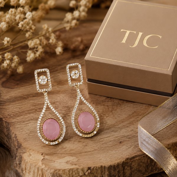 Premium Quality | Monalisa Stone | Earrings | Pink Color |