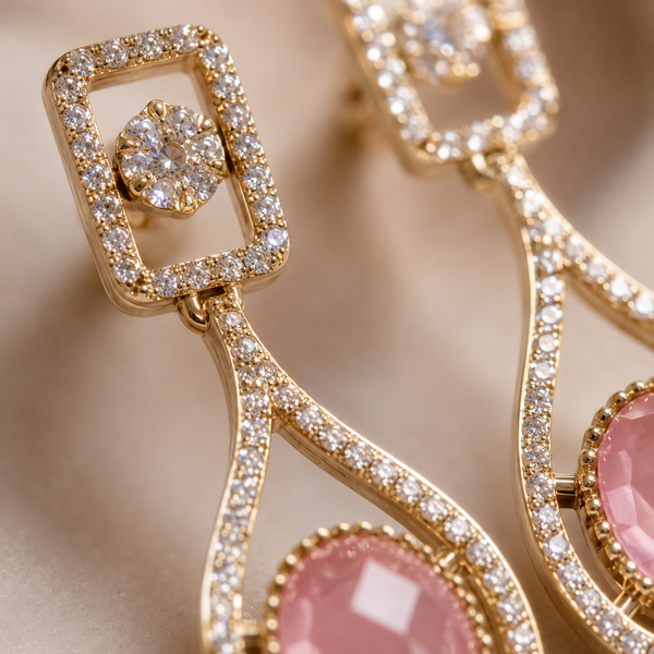 Premium Quality | Monalisa Stone | Earrings | Pink Color |