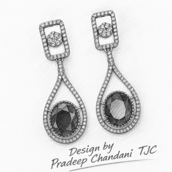 Premium Quality | Monalisa Stone | Earrings | Black Color |