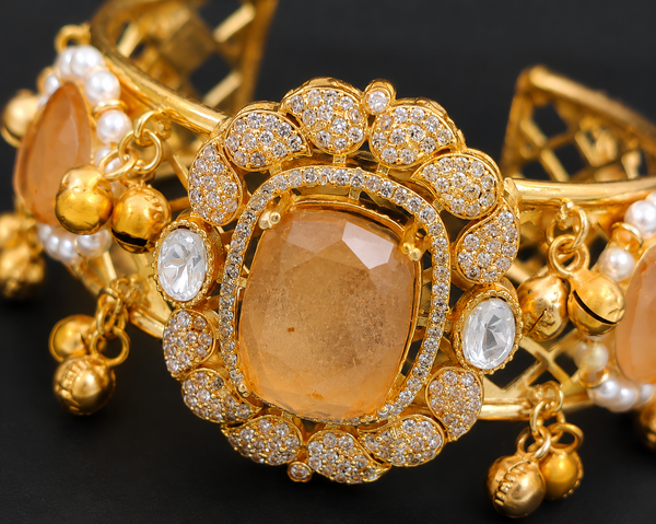 Premium Quality | Doublet Stone | Bangles| Peach Color |