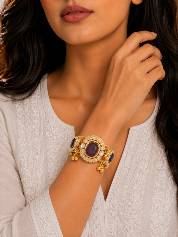 Premium Quality | Doublet Stone | Bangles| Amethyst Color |