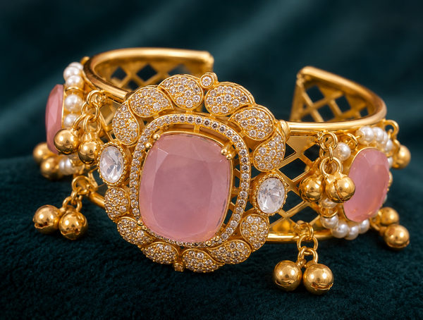 Premium Quality | Doublet Stone | Bangles| Pink Color |