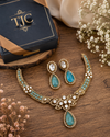 Premium Quality | Doublet Stone | Moissanite Detailing | Choker Sets | Sky Blue Color |