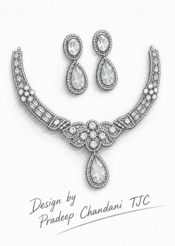 Premium Quality | Doublet Stone | Moissanite Detailing | Choker Sets | Sky Blue Color |