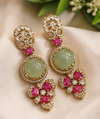 Premium Quality | Monalisa Stone | Earrings| Mint Color |