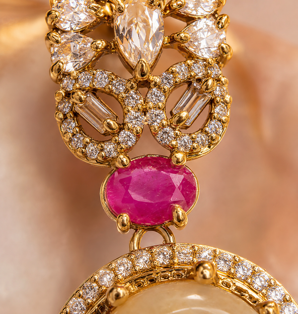 Premium Quality | Monalisa Stone | Earrings| Peach Color |