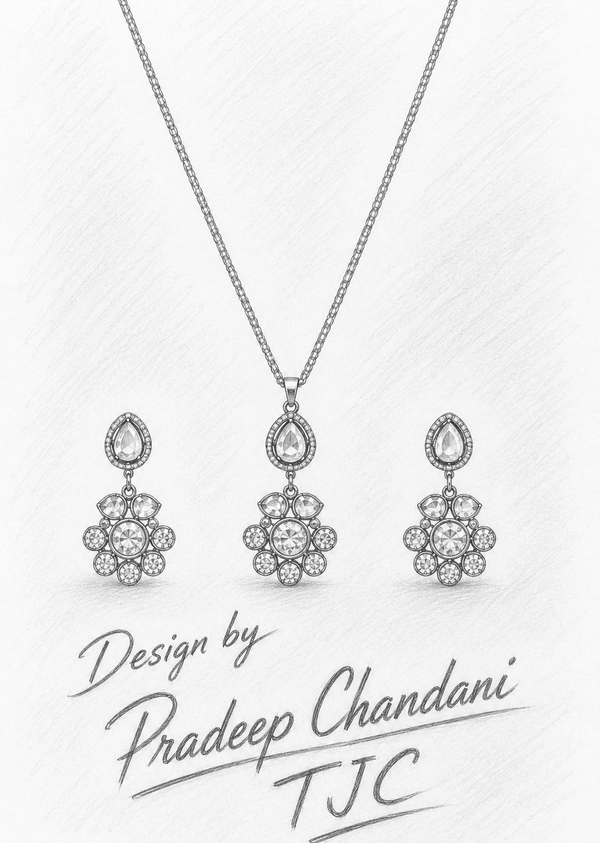 Premium Quality | Moissanite Polki | Chain Pendant Set |