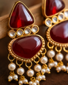 Premium Quality | Dangler Earrings | Artificial Stone | Red Color |