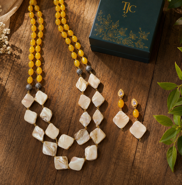 Premium Quality | Layered Mala Set | Yellow Color |