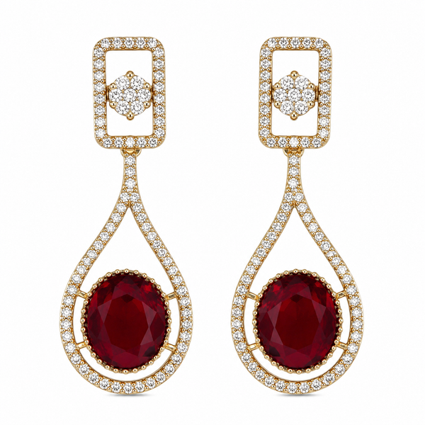 Premium Quality | Monalisa Stone | Earrings | Red Color |