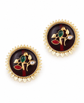 Premium Quality | Studs Earrings | Artificial Stone | Black Color |