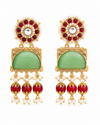 Premium Quality | Dangler Earrings | Artificial Stone with Pearl | Mint Color |