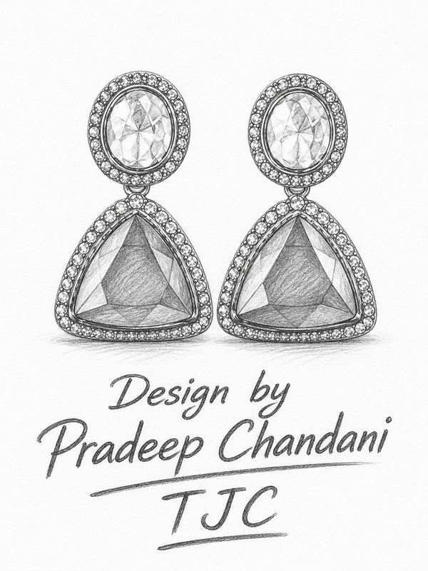 Premium Quality | American Diamond Earrings | Red Color |