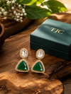 Premium Quality | American Diamond Earrings | Green Color |