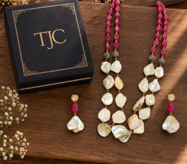 Premium Quality | Layered Mala Set | Hot Pink Color |
