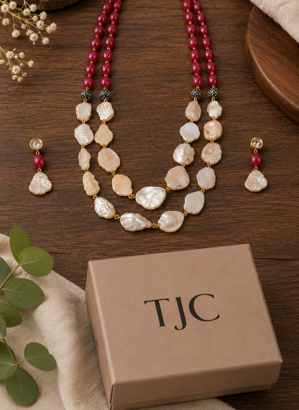 Premium Quality | Layered Mala Set | Red Color |