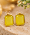 Premium Quality | Monalisa Stone | Studs Earrings | Yellow Color |
