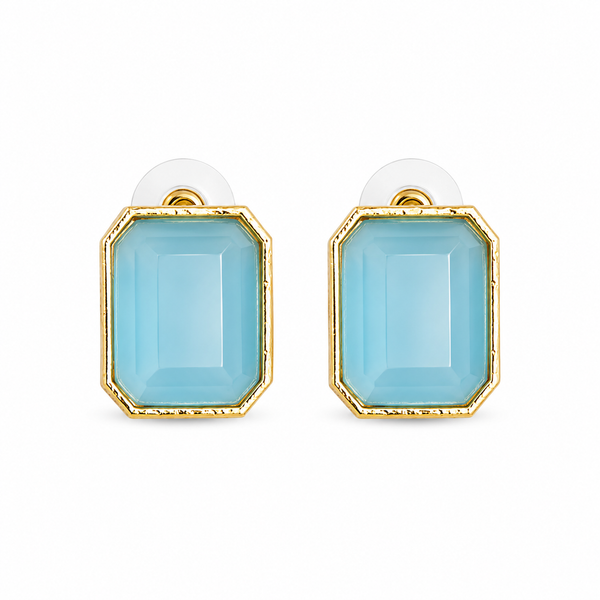 Premium Quality | Monalisa Stone | Studs Earrings | Sky Blue Color |