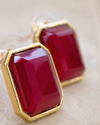 Premium Quality | Monalisa Stone | Studs Earrings | Red Color |