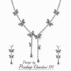 Ruby Red & Green Emerald Inspired | American Diamond Accents | Chain Pendant Set With Earrings |