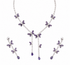 Amethyst Sapphire Inspired | American Diamond Accents | Chain Pendant Set With Earrings |