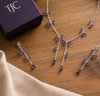 Amethyst Sapphire Inspired | American Diamond Accents | Chain Pendant Set With Earrings |