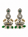 Premium Quality I Silver Plated I Oxidised Earrings IGreen beads I