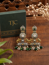 Premium Quality I Silver Plated I Oxidised Earrings IGreen beads I