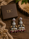 Premium Quality I Silver Plated I Oxidised Earrings IRed beads I