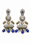 Premium Quality I Silver Plated I Oxidised Earrings IBlue beads I