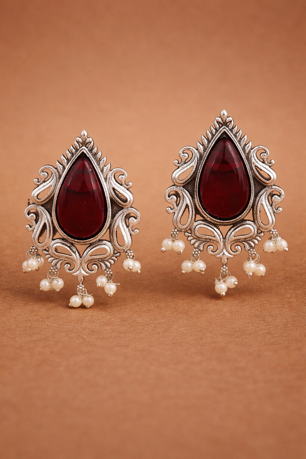 Silver Inspired | Monalisa Glass Stone | Stud Earrings with Pushback|