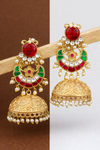 Kashmiri Traditional | Monalisa Glass Stone Earrings | Gold Plated |