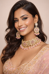 Monalisa Blush Pink | American Diamond Choker Necklace Set with Earrings | Elegant Jewelry |