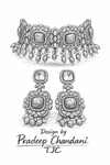 Monalisa Mint Green | American Diamond Choker Necklace Set with Earrings | Elegant Jewelry |